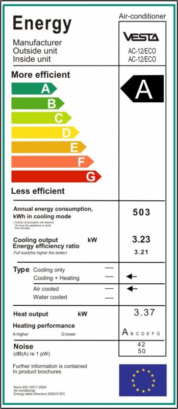 Кондиціонер спліт VESTA AC-12 ECO Wi-Fi