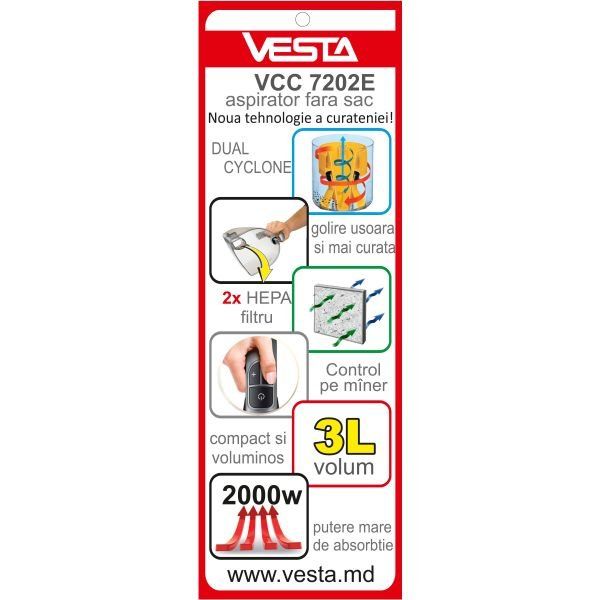 Пылесос без мешка VESTA VCC-7202E